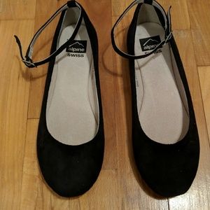 Black Suade Mary-Jane Flats